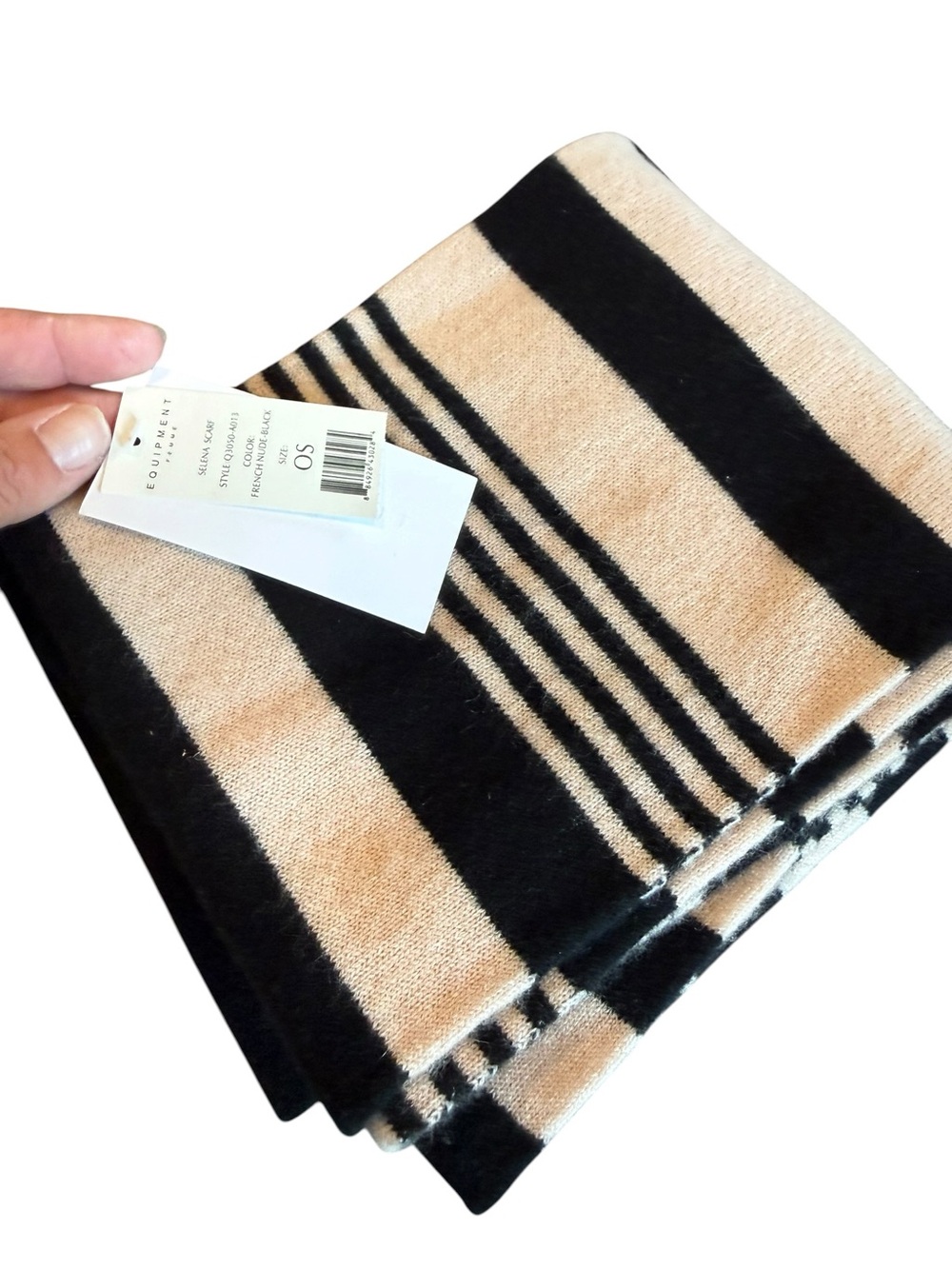 Equipment Striped Knit Scarf in Beige and Black NWT